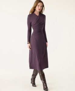 ProWarm Surplice V-neck Ruched Midi Dress