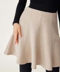 High Waisted Flare Hem Mini Skirt