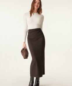 MaxWarm Ruched Side Pencil Maxi Skirt