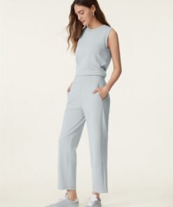 2Pcs Set Crewneck Tee & Mid Rise Tapered with Pockets