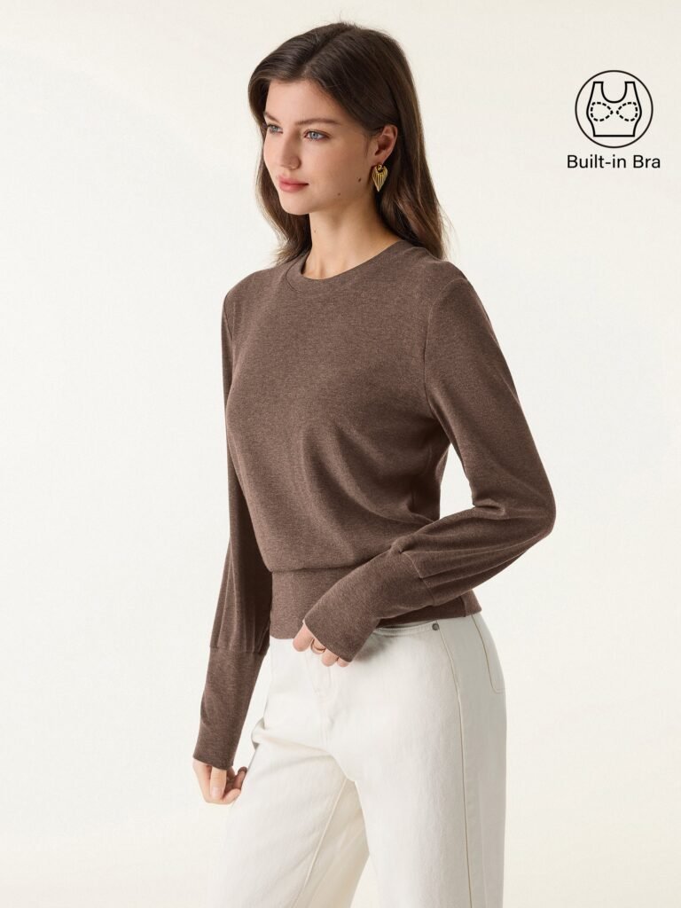 Elevated Crewneck Brushed Brami with Banded Hem