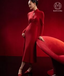 Standout Mandarin Collar Frog Button Midi Brami Dress Limited Edition