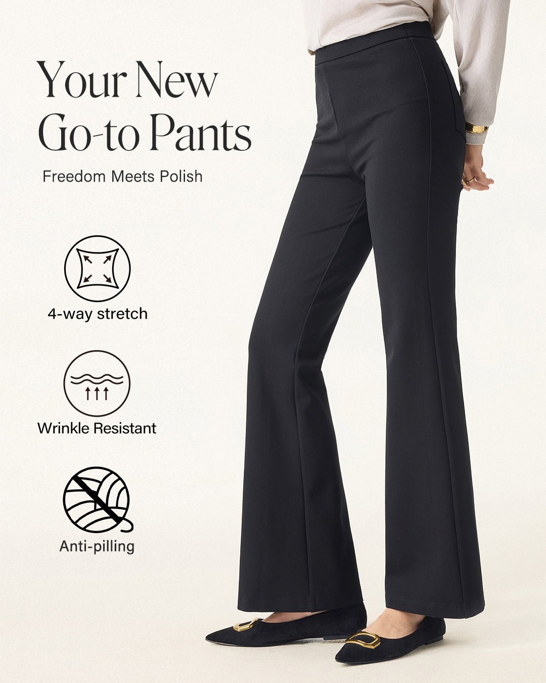 Slimming Ponte High Rise Pull-on Flared Pants - Image 2