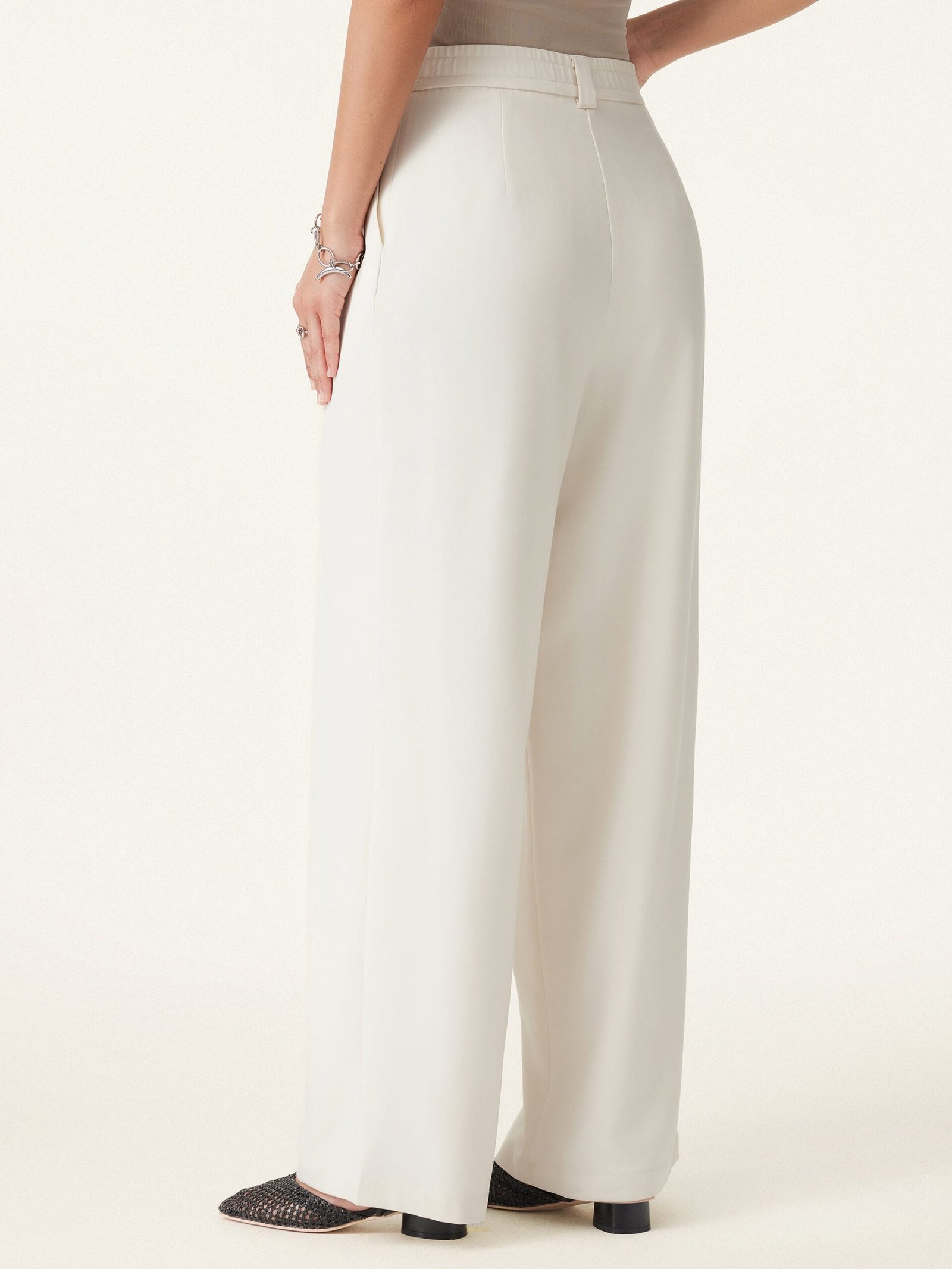 Tencel-Linen Pants Wrinkle-Free Tucked Wide Leg Trouser - Image 10