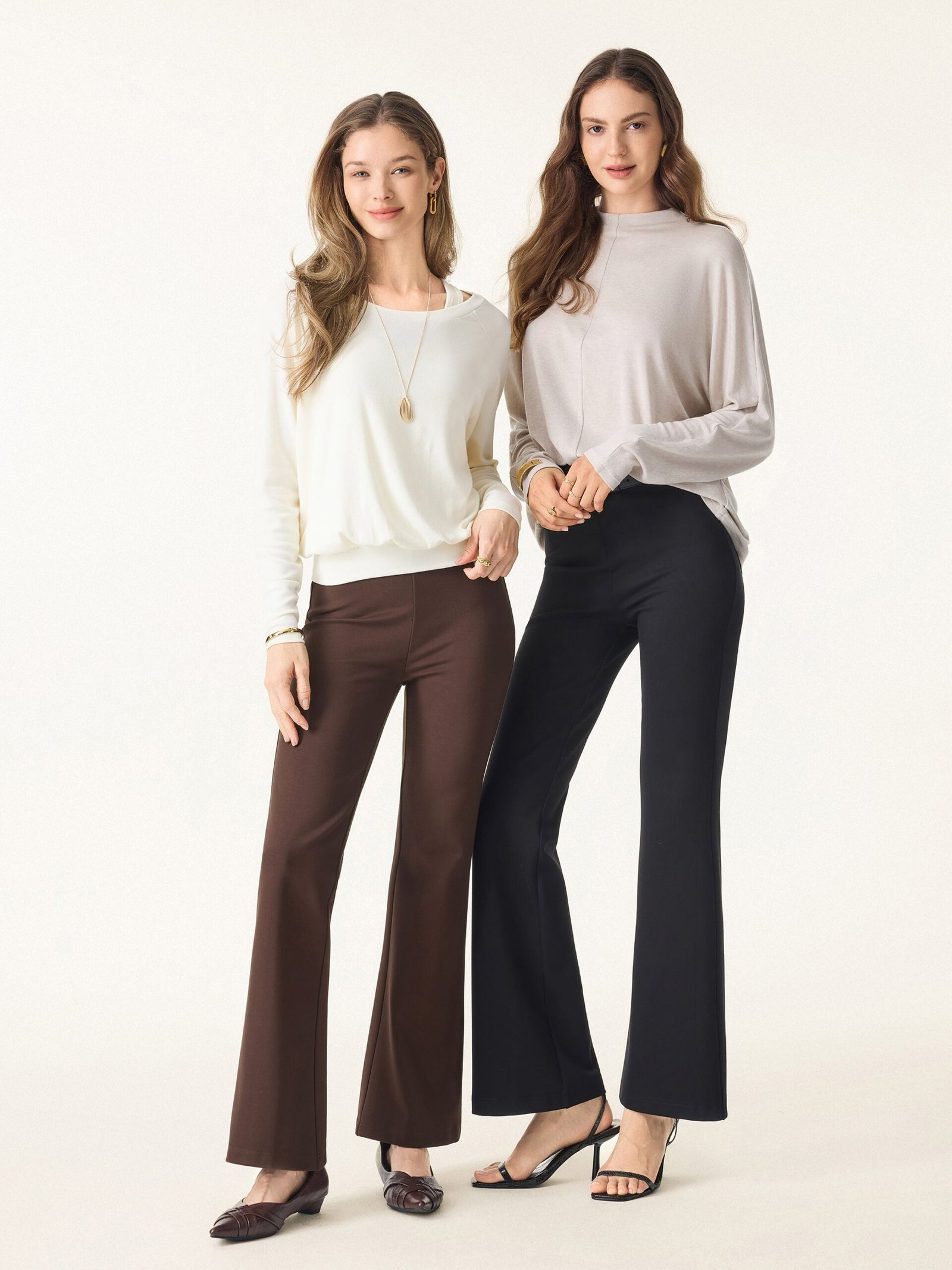 Slimming Ponte High Rise Pull-on Flared Pants - Image 3