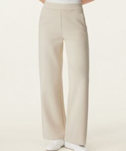 Textured Mid Rise Pull-on Straight Pant with Pockets