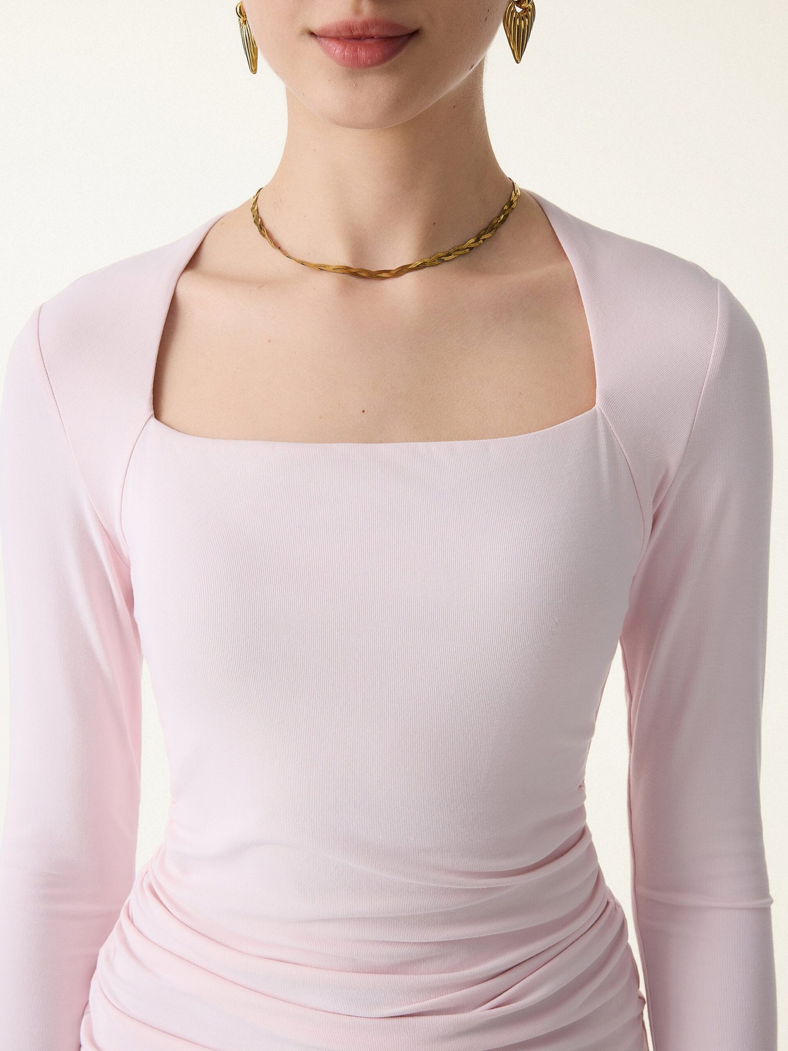 SkinKiss Trapeze Neck Ruched Long Sleeve Brami - Image 5