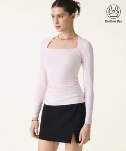 SkinKiss Trapeze Neck Ruched Long Sleeve Brami
