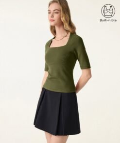 Cotton Lyocell Trapeze Neck Elbow Sleeve Brami