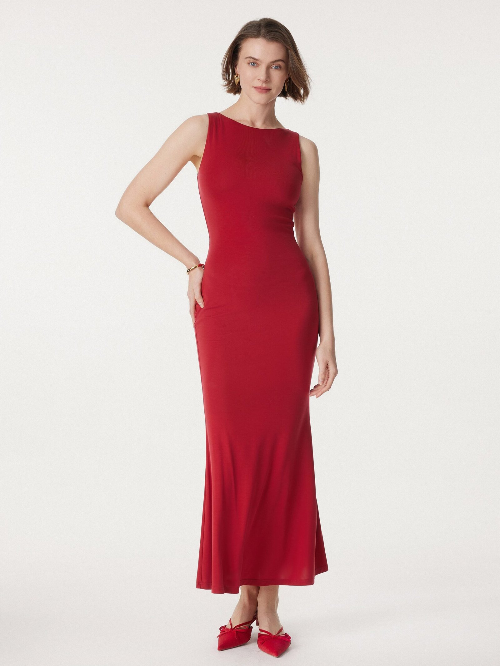 Effortless Boatneck Mermaid Maxi Dress - Image 5