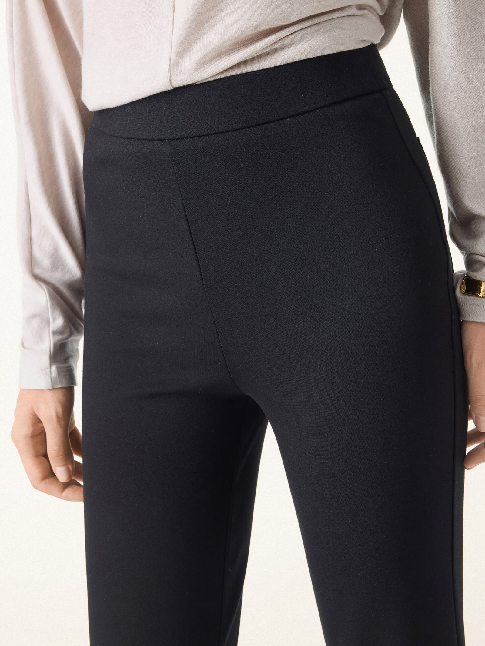 Slimming Ponte High Rise Pull-on Flared Pants - Image 7