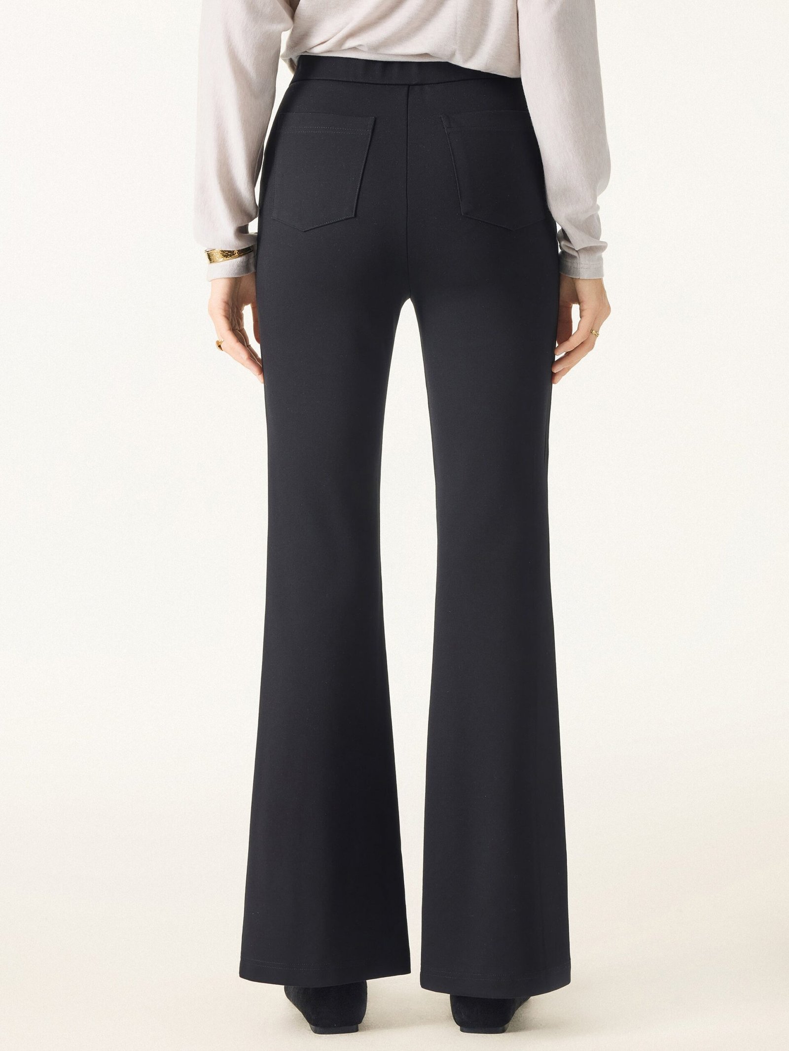 Slimming Ponte High Rise Pull-on Flared Pants - Image 11