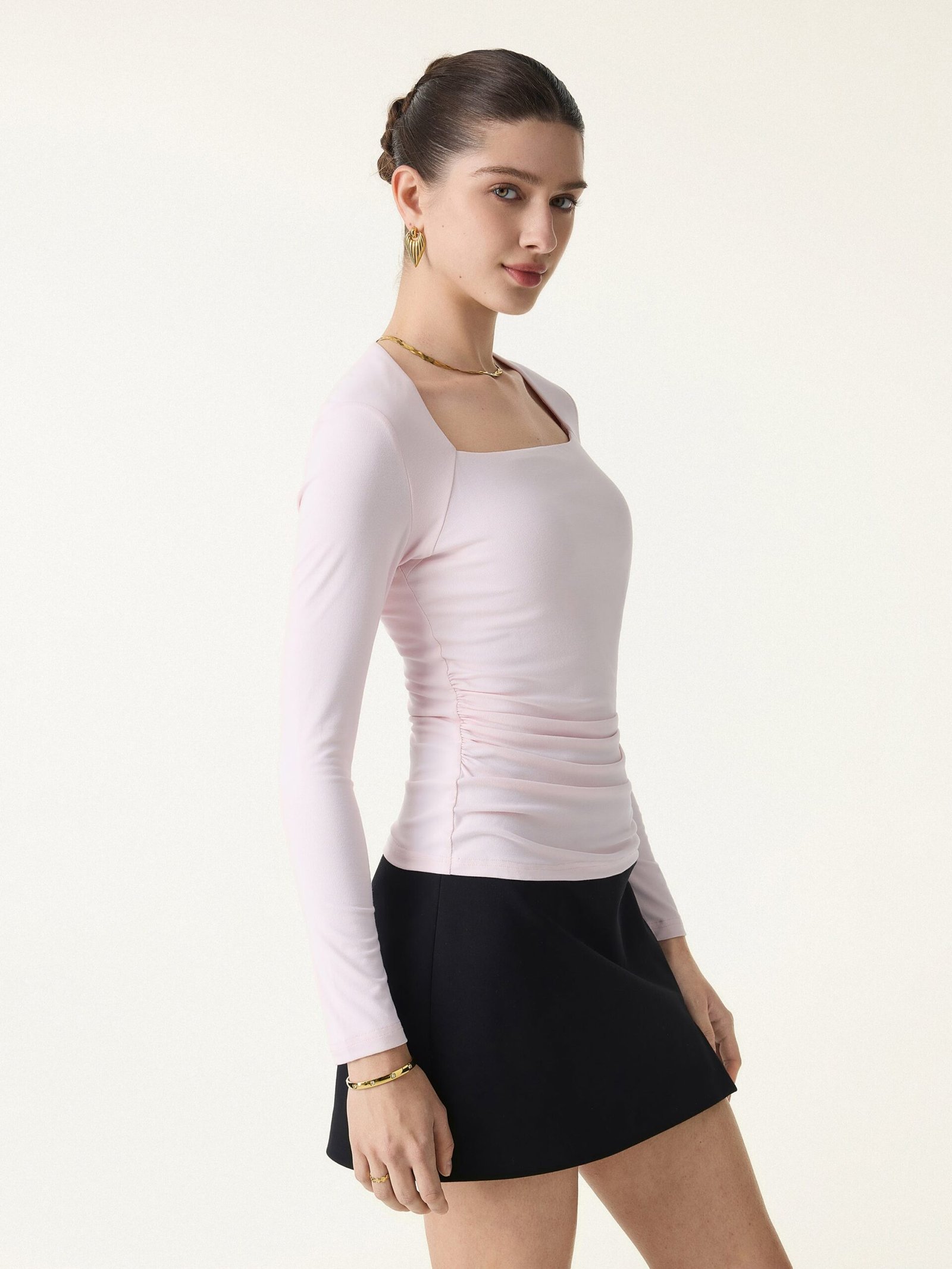 SkinKiss Trapeze Neck Ruched Long Sleeve Brami - Image 6