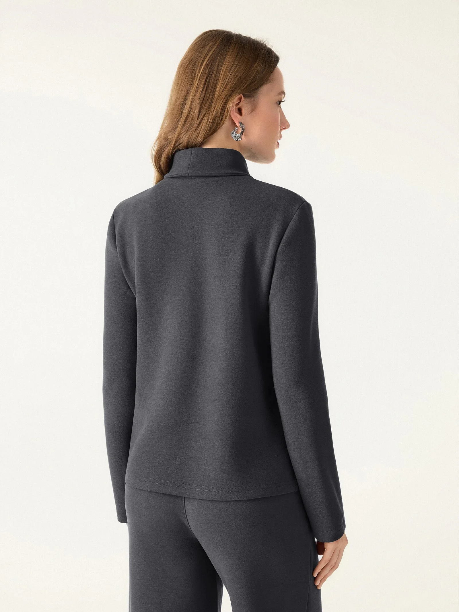 2Pcs Set FuzzLuxe Turtleneck Top & Regular High Waisted Straight Leg Pull On Pant - Image 5